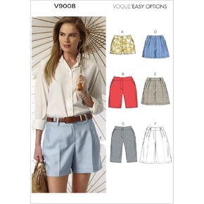 Vogue Patterns V9008 Misses' Shorts Sewing Template, Size A5 (6-8-10-12-14)