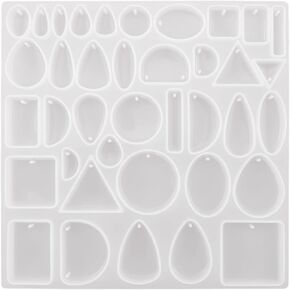 Resin Jewelry Molds, Silicone Molds for Epoxy Resin, Casting Tray with Hole, Resin Earring Molds, Epoxy Resin Mold for DIY Pendant, Earrings, Necklace, Keychain, Bookmark, Jewelry Making