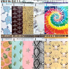 Designer Poly Mailers 10x13: Sample Variety Pack #3 ~ Sea Turtle, Posh Thank, Leopard, Marble, Tie Dye, Pineapple, Pink Star, SnakeSkin, BOHO Skull Self Sealing Shipping Poly Envelopes Bag (20 Pcs) #3