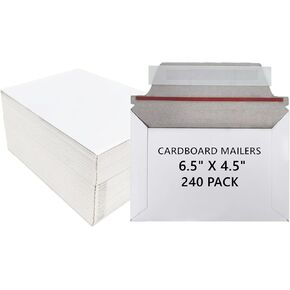 240 Pack 6.5" x 4.5" Self Seal Envelopes Photo Document Mailers, Stay Flat Rigid Mailers for 4x6 Cards, CD, Invitation, Postcard, Comic Book, Photos, Document