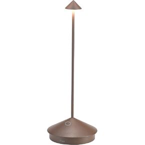 Zafferano Pina Pro Cordless LED Table Lamp (Rust) in Powder-Coated Aluminum, Touch Dimmable, Indoor Outdoor Use, Contact Charging Base, USA Plug