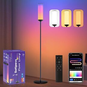 RGB Floor Lamp with Remote Control, 65" LED Corner Lamp Works with Alexa, 1200 Lumens Bright Lamp for Office, 44+ Scenes, DIY Mode, Music Sync, Modern Floor Lamp for Bedroom, Living Room