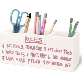 Boho Plant Classroom Wooden Pen Pencil Holder for Office Desk Accessories, Back to School Supplies for Students College Boys Girls Teachers First Day of School, Let's Root for Each Other