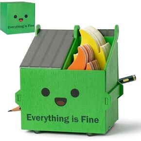 Desk Dumpster Fire Pencil Holder with 200Pcs Flame Note Cards, Back to School Gifts for Kids Teacher, Funny 2 Compartments for Office Coworkers School Accessories Decor - White Elephant Gift