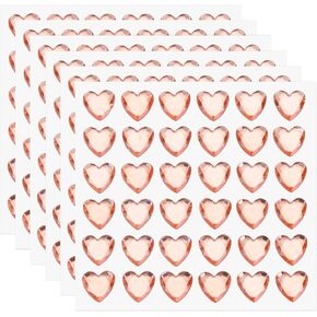 Meccanixity 216 PCS Heart Rhinestone 10mm ملصقات الأحجار الكريمة اللاصقة لملصقات المجوهرات لصنع المجوهرات ، وماكياج عيد الحب ، وحرف DIY ، والوردي الداكن