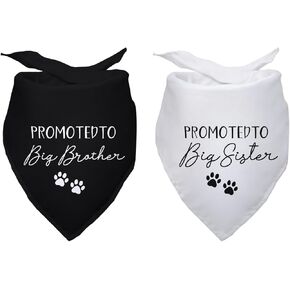 Promoted to Big Brother Sister Pregnancy Announcement Dog Bandana Gender Reveal Baby Announcement Photo Props Accessories for Pet Dog Lovers Gifts Pack of 2
