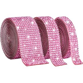 Gartful Bedazzling Diamond Strips, Multi-Width Rhinestones Ribbon Self Adhesive Arts Crafts Sticker Tape for DIY, Phone Decoration, Vases, Wedding Party, Home Decor, 3 Rolls, Black