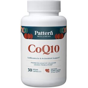 Pattern Wellness CoQ10-200mg Ubiquinone with Bioperine Black Pepper Extract - Cardiovascular & Cellular Energy Production Support - Non-GMO - 30 Vegan Capsules