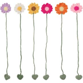6pcs Crochet Flower Bookmarks, Handmade Cute Sunflower Daisy Knitted Book Markers for Women Colorful Personalized Bookmark Gifts for Book Lovers Teachers Students