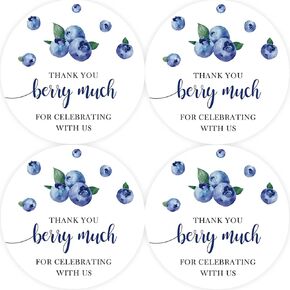 40pcs Blueberry شكرًا لك ملصقات ، شكرًا لك الكثير من الملصقات المستديرة ، فاكهة حلوة ، شكرًا لك على علامات الزفاف/التوت الأول.