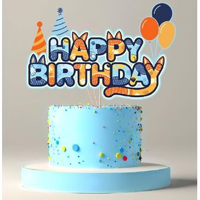 Blue Pup Birthday Cake Topper