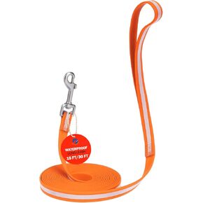 Waterproof Long Leash for Dogs Outside Training 15FT/30FT-Heavy Duty Reflective Long Dog Leash Lead with Handle for Large Medium Dogs Outdoor Recall, Hiking, Camping, Yard, Beach and Swimming