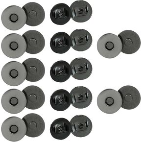 Waziaqoc 24 Sets Magnetic Snaps for Purse Closure, Black 18mm Magnetic Fastener Replacement Kit Magnetic Snaps for Purses and Totes Clothing Bag DIY Craft