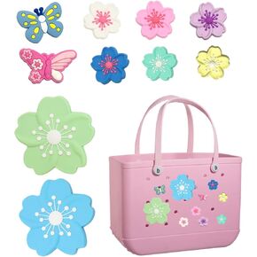 10pcs Charms for Bogg Bag, Beach Bag Accessories For Bogg Bag Flowers & Butterfly Bogg Bag Charms For Girls Womam, Insert Decorative Attachments for Handbag Beach Tote Bags Decorations