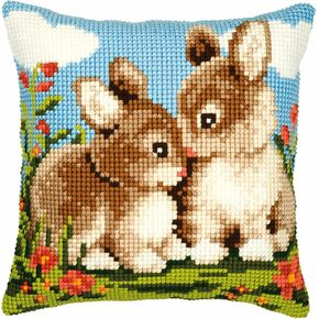 Vervaco Rabbits Cushion Front - Cross Stitch Kit