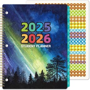 مخطط الطلاب 2025-2026 - مخطط أكاديمي من يوليو 2025 - يونيو 2026 ، التقويم الأسبوعي والشهري للطلاب 11 "× 8.3" ، غطاء مرن ، ربط ذهبي قوي ، علامات تبويب مطبوعة ، ملصقات