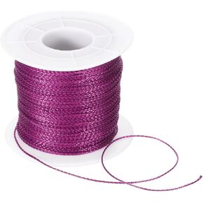 MECCANIXITY 109 Yard Metallic Cord,1mm(0.04inch) Dark Purple Ornaments Strings Metallic Non Stretch Thread Tinsel Rope Christmas Ribbon for Gift Wrapping,Jewelry Making, DIY Crafts