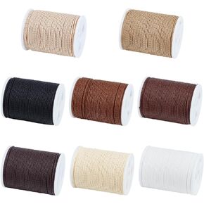 PH PandaHall 96 Yards 1mm Waxed Cords, 8 Colors Waxed Polyester Thread Waxed Beading String Twine for DIY Bracelet Necklaces Waist Beads Jewelry Making Sewing Macrame Supplies, 12 Yards/Roll