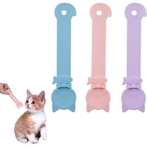 3pcs Cat Strip Feeders, Cute Cat Stripe Squeeze Spoon 3 Colors Cat Treat Feeding Spatula Lickable Wet Food Dispenser for Liquid Snack Puree Pet Supplies (Pink, Blue, Purple)