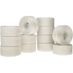 The Beadsmith S-Lon Beadworking Thread – 12-Pack White Color – Size D, .11mm, Tex45, 78 Yard (71.32 Meter) Spools – Used for Stitch, Loom Warping, Off-Loom Netting & Other Beadwork