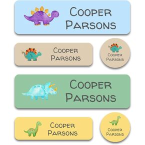 Custom Kid Name Labels for Daycare Variety Pack (180 ct.), Waterproof Dishwasher Safe Camp Personalized Name Stickers for School Supply, Baby Bottles, Lunch Boxes and Cups, Travel. (Pattern 8)