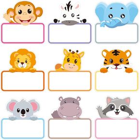 162 PCS Jungle Animal Name Name Stickers Safari Jungle Name Tag Tag Tabels ملصقات للفصول الدراسية العودة إلى مدرسة Detch Student Desk Board Decor