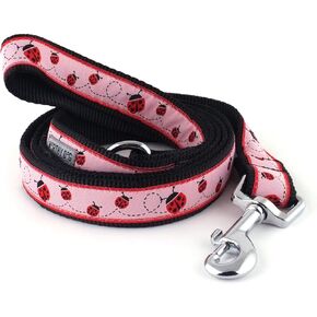The Worthy Dog Red Ladybug Leash for Dog Made of Nylon - 5ft Comfortable Strong Breathable Leash for Walking Dogs, Pink Size- Large