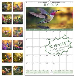 Gannyfer Large Wall Calendar 2025-2026, July 2025 to December 2026, 18 Months Funny Dog Calendar 2025, 22.75" x 15.5" Wall Calendars, Perfect as Gifts for Friends, Family(6 Stickers Included)