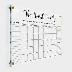 Large Personalized Acrylic Wall Calendar - Personalized Calendar 2025 Dry Erase Calendar Family Calendar Monthly and Weekly Board Family Planner (18"x14", Standard Package)