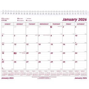 Brownline® 2026 Monthly Wall Calendar, 12 Months, January to December, Twin-Wire Binding, 11" x 8.5" (C171186-26)