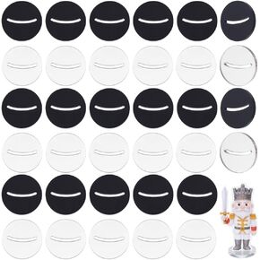 AHANDMAKER 40Pcs 2 Colors Paper Miniature Bases, 1 Inch Game Card Stand with 1.5mm Slot Paper Figure Holder for Table Top War Game Birthday Party Decorations, Black & Clear 20mm
