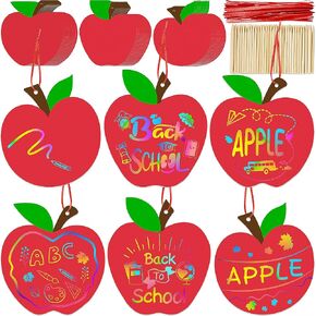90shine 69 Sets Back to School Crafts for Kids Red Scratch Apple-Shape Magic Craft Art Kit First Day of School Classroom Preschool Fall Party Activities Favors