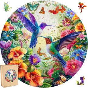 Stained Glass Heart Owls 500 Pieces Wooden Puzzles for Adults Unique Irregular Shape Fun Challenging Birds Puzzles for Kids and Couples on Birthday,Mother’s Day,Christmas 16.7"x16.5"