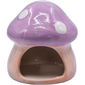 Aquarium Mushroom House Decorations, Ceramic Fish Tank Hideout Landscaping, Small Fish Hideaway Spawning Cave Decor for Shrimp Goldfish (Purple)