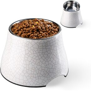 Elevated Dog Bowls with Stainless Steel Bowl, Prevention of Vertebrae Disease Dog Food Bowl, Non-Slip and High Capacity Pet Bowls Crackle Design L/3 Cup