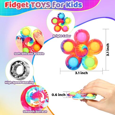 Wellvo 6 Pack Pop Fidge Spinner Toys for Kids 4-8 ، مجموعات ألعاب الحسية Fidget للأطفال 8-12 in Kuwait