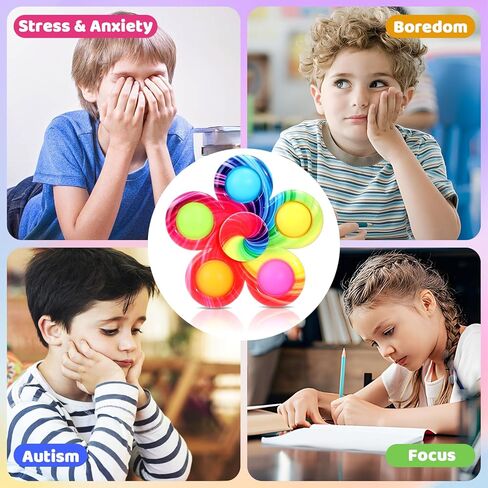 Wellvo 6 Pack Pop Fidge Spinner Toys for Kids 4-8 ، مجموعات ألعاب الحسية Fidget للأطفال 8-12 in Kuwait