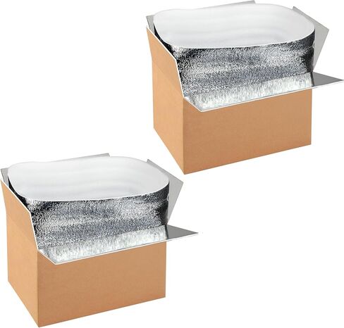 YSSOA 4 Pack Insulated Shipping Boxes with Aluminum Foil Liner,Thermal Insulation Cold Pack Shipping Boxes for Frozen, Reusable Styrofoam Cooler Box, Small Mailing Box, 12''x10''x7'' in Saudi Arabia