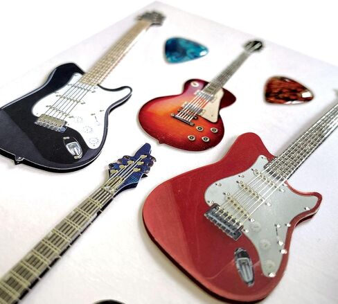 Paper House Productions Die -Cut Dimensional and Foil Scrapbook Sticker Sheet - Rockin 'Guitars in Saudi Arabia