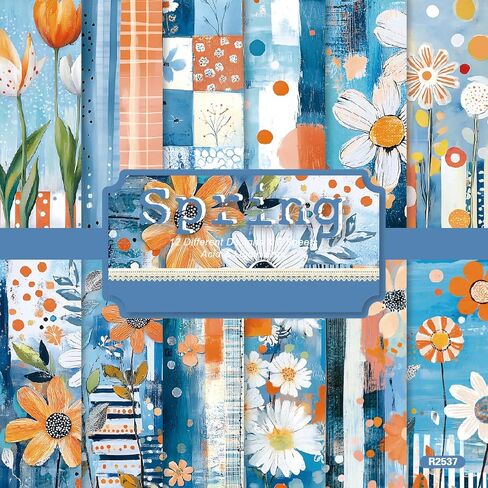 24 ورقة 6 "× 6" عباد Sunflower Daisy Scrapbook Paper Spring تحت عنوان بطاقة أحادية الجانب لمجلة Scrapbooking (R2411) in Kuwait