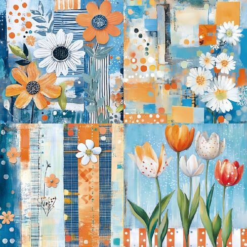 24 ورقة 6 "× 6" عباد Sunflower Daisy Scrapbook Paper Spring تحت عنوان بطاقة أحادية الجانب لمجلة Scrapbooking (R2411) in Kuwait