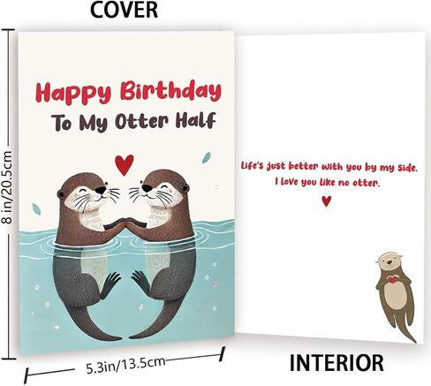Funny Birthday Gifts Cards for Husband Wife Boyfriend Girlfriend, Happy Birthday To My Otter Half, Cute Otter Gifts, Sweet Husband Birthday Card from Wife in Saudi Arabia