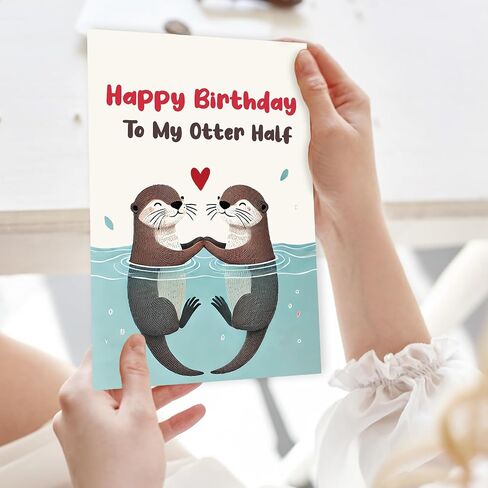 Funny Birthday Gifts Cards for Husband Wife Boyfriend Girlfriend, Happy Birthday To My Otter Half, Cute Otter Gifts, Sweet Husband Birthday Card from Wife in Saudi Arabia