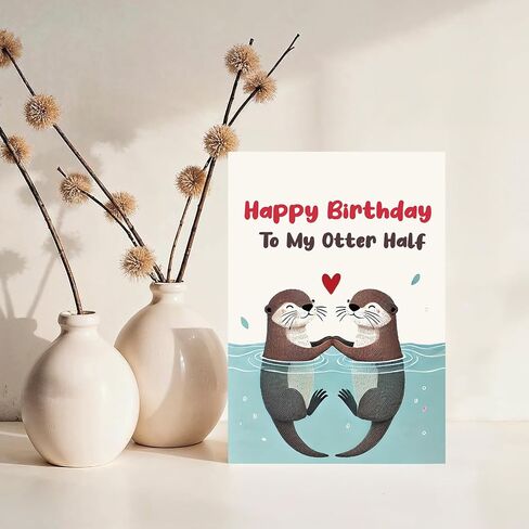 Funny Birthday Gifts Cards for Husband Wife Boyfriend Girlfriend, Happy Birthday To My Otter Half, Cute Otter Gifts, Sweet Husband Birthday Card from Wife in Saudi Arabia