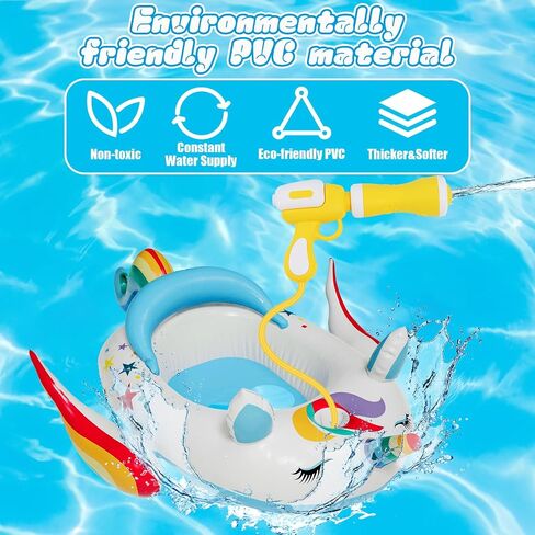 Kids Inflatable Pool Float with Integrated Squirt Gun,Fun Ride,on Float for Toddlers(Ages 3-8), Exciting Swimming Pool Toy for Boys and Girls in Saudi Arabia