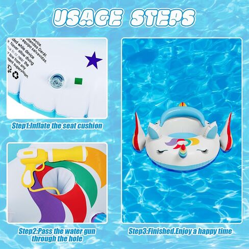 Kids Inflatable Pool Float with Integrated Squirt Gun,Fun Ride,on Float for Toddlers(Ages 3-8), Exciting Swimming Pool Toy for Boys and Girls in Saudi Arabia