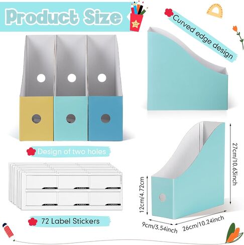 Colarr 36 Pack Cardboard Magazine Holder 12 Colors Magazine File Holder Magazine Storage Box Office Folders Organizer File Folder Bin for Home Office School Desk Supplies (Light Color) in Kuwait