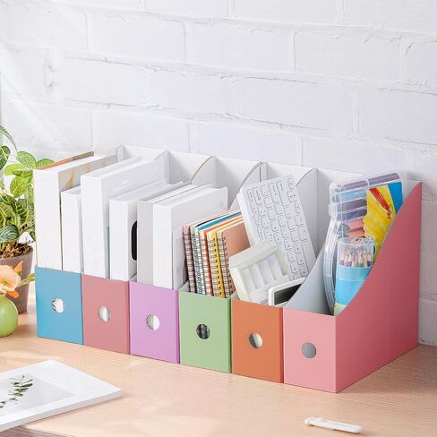 Colarr 36 Pack Cardboard Magazine Holder 12 Colors Magazine File Holder Magazine Storage Box Office Folders Organizer File Folder Bin for Home Office School Desk Supplies (Light Color) in Kuwait