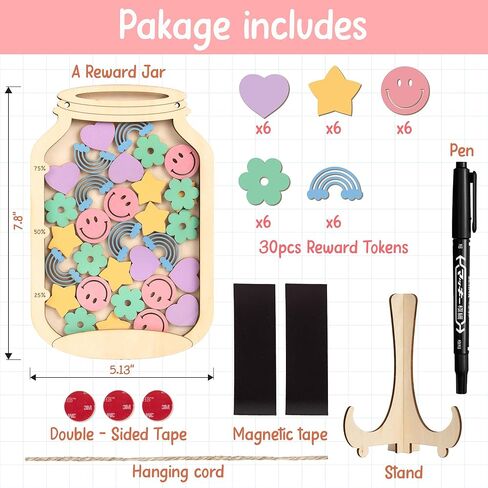 Personalized Magnetic Reward Jar for Kids, Star Jar Reward System for Classroom Board, Fridge Magnet, Wooden Classroom Incentive Jar for Teacher, Home Chore Chart Positive Behavior Training (Sport) in Kuwait