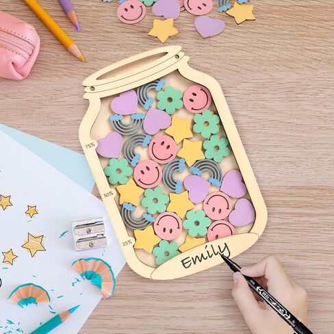 Personalized Magnetic Reward Jar for Kids, Star Jar Reward System for Classroom Board, Fridge Magnet, Wooden Classroom Incentive Jar for Teacher, Home Chore Chart Positive Behavior Training (Sport) in Kuwait